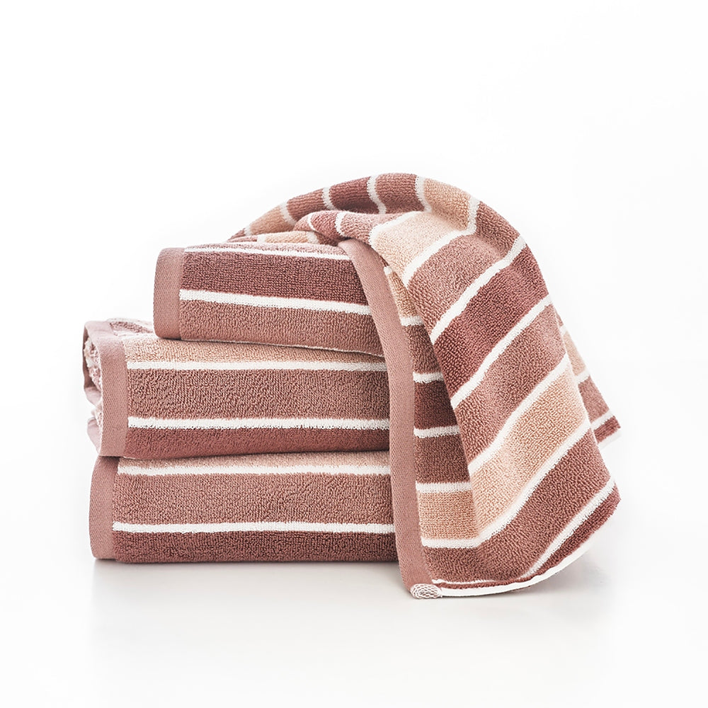Madison Striped Towels – Ultra-soft 100 Percent Bci Cotton, Elegantly Absorbent | Bath Towel | Pink