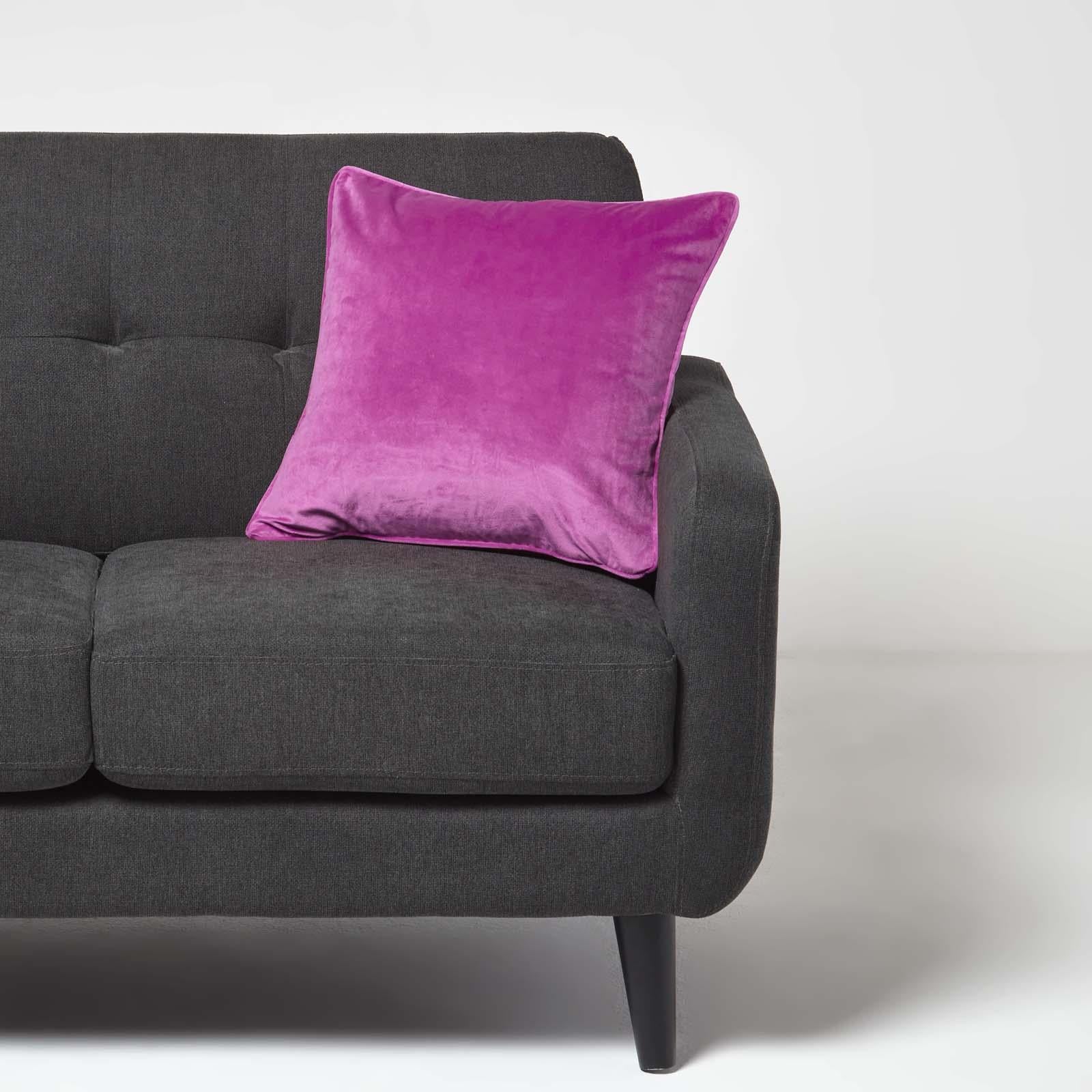 Filled Velvet Cushion With Piped Edge 46 X 46 Cm | 45cm x 45cm | Hot Pink