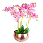 Xl Metal Bowl Planter 32 X 20cm Hammered Copper Colour - Curvy Edge