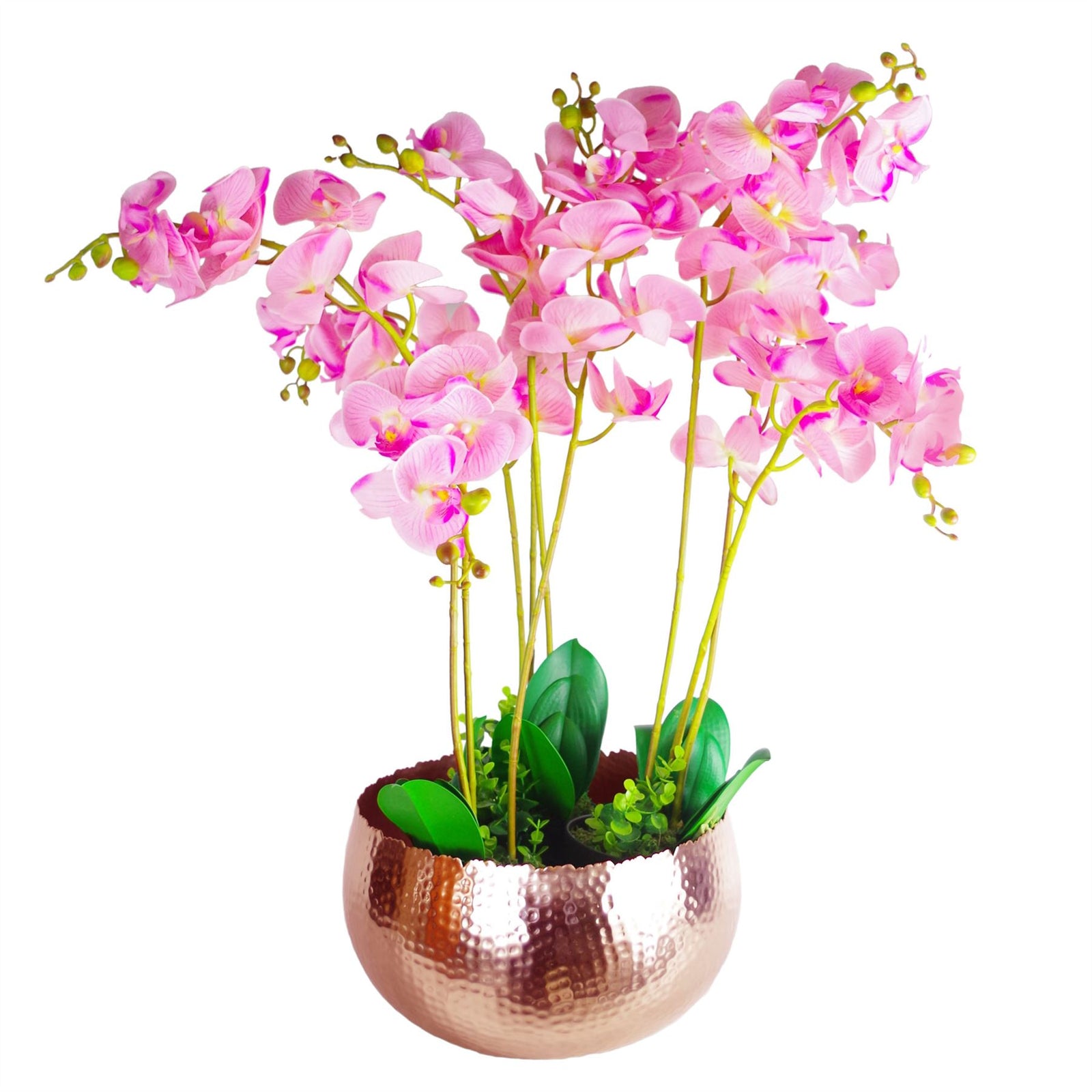 Xl Metal Bowl Planter 32 X 20cm Hammered Copper Colour - Curvy Edge