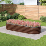160/240cm W X 80cm D X 42cm H Green Raised Garden Bed With Safety Edging & Ground Stakes Oval-shaped Galvanised Steel Raised Garden Bed | Large | Brown