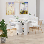 Mobile Drop Leaf Dining Table Folding Desk W/wheels  Shelves | White