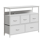 5-drawer Metal Frame Chest Of Drawers Storage Cabinet With Power Strip | White