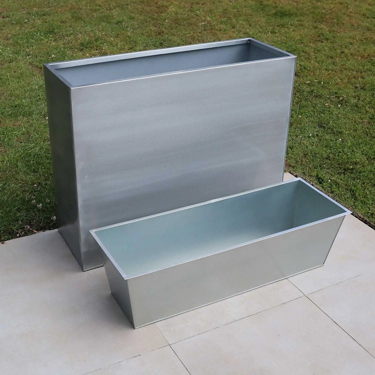 Long Zinc Galvanised Tall Trough Planter | 90cm x 30cm x 60cm | Silver