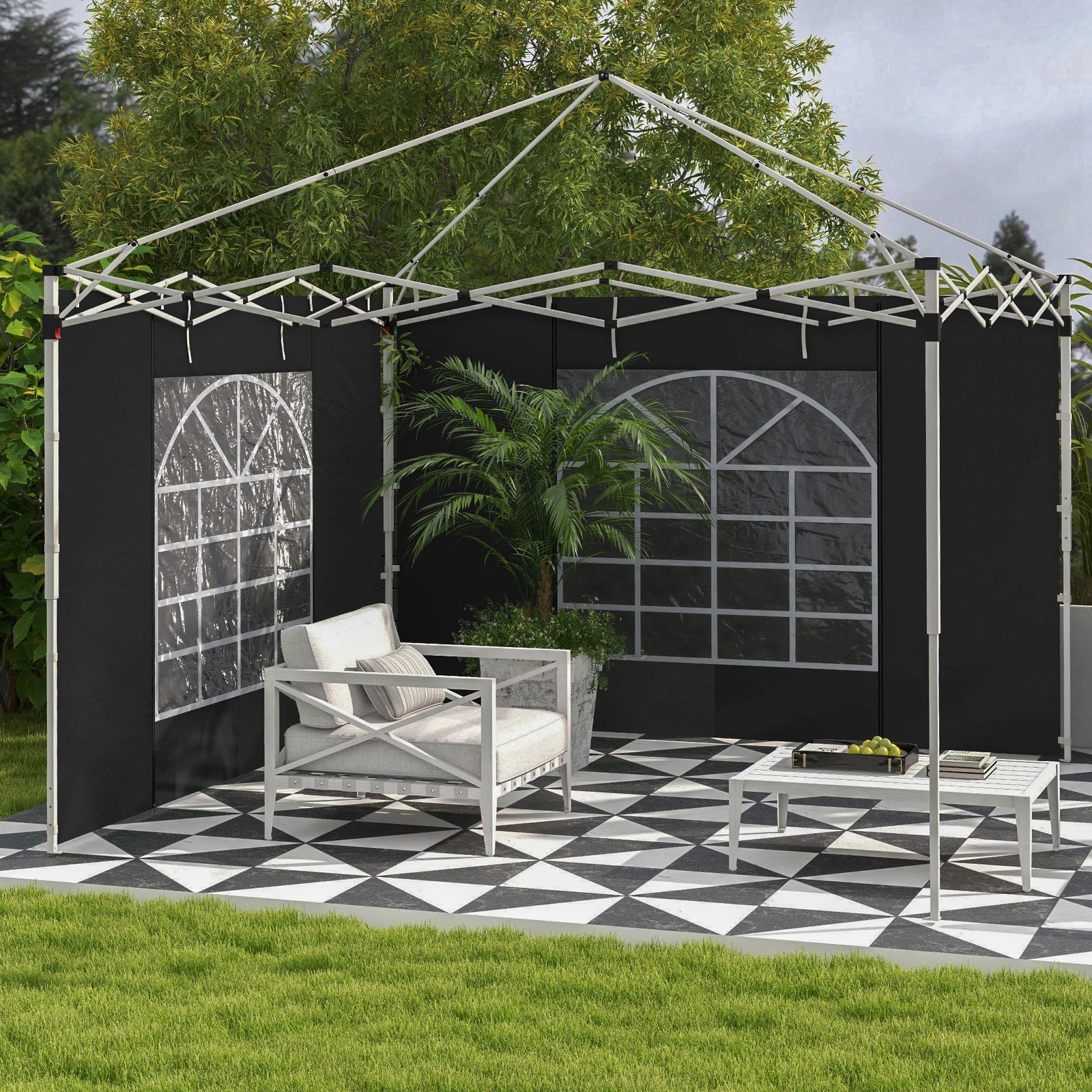 3x3(m) Or 3x6m Pop Up Gazebo Side Panels Replacement, 2 Pack | Black