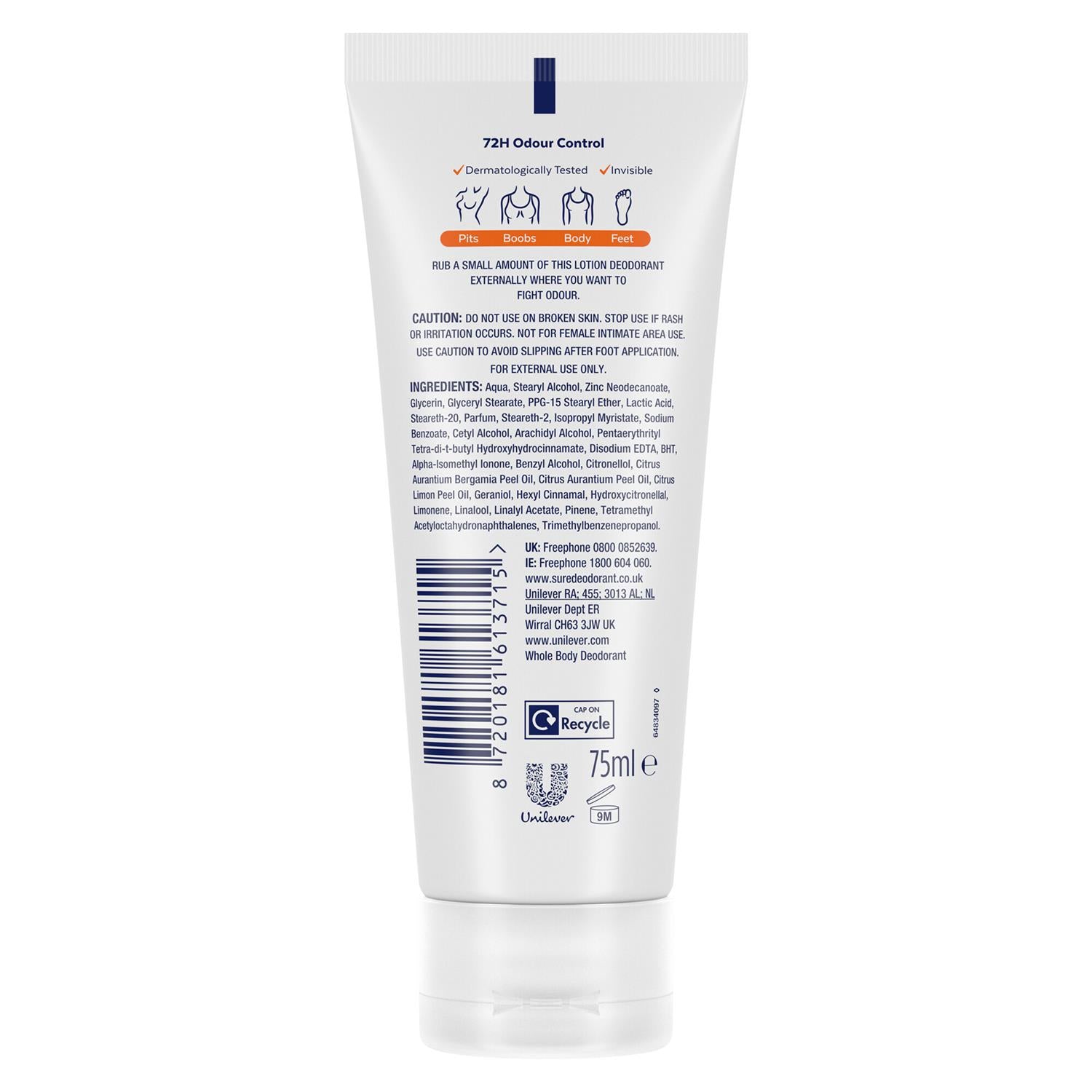 Fresh Citrus Whole Body Deodorant Cream Aluminium Free 50ml, 3 Pack | Set-of-3