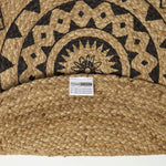 Natural & Black Mandala Braided Jute Rug Round | 70cm x 70cm | Black