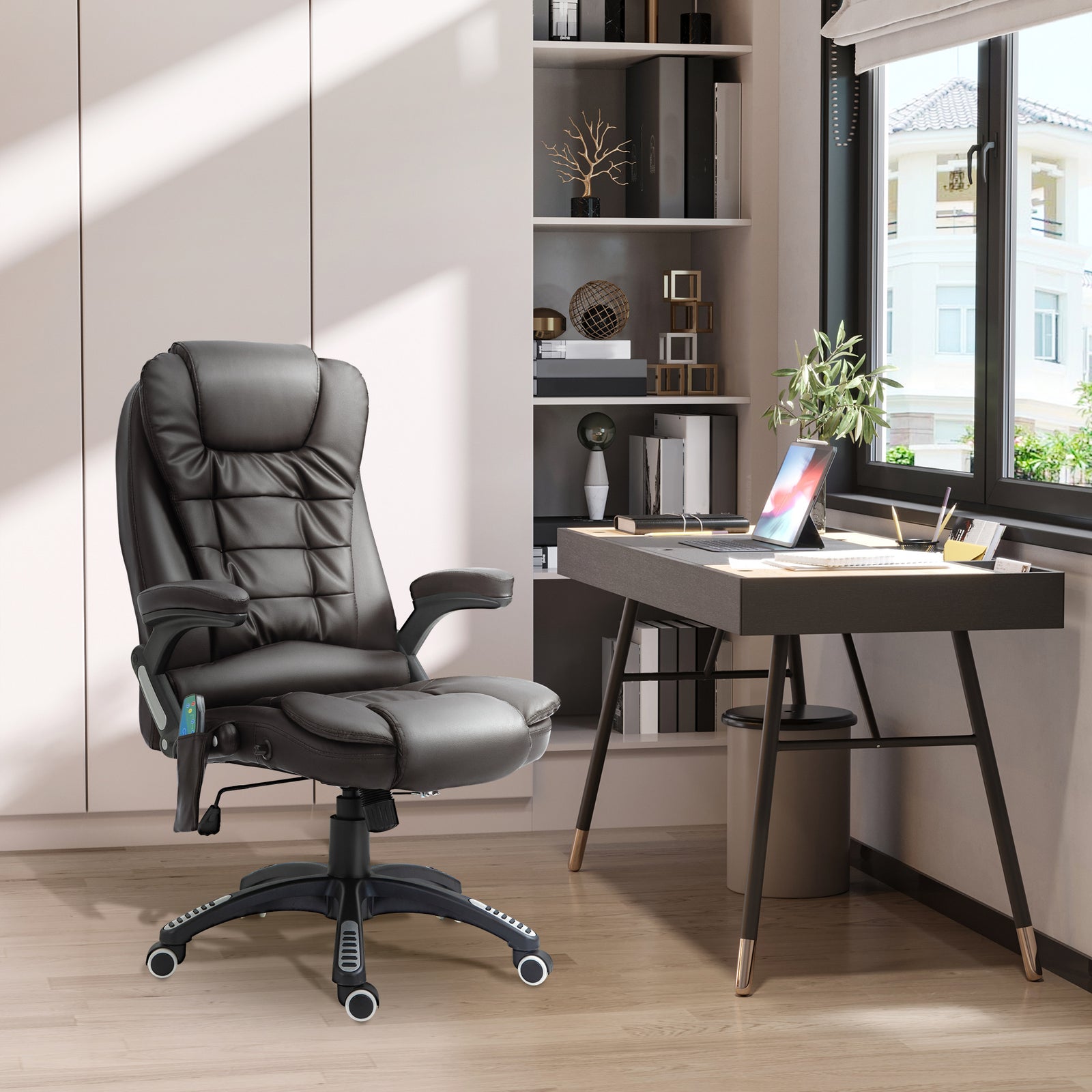 Executive Massage Heating Leather Chair | Brown
