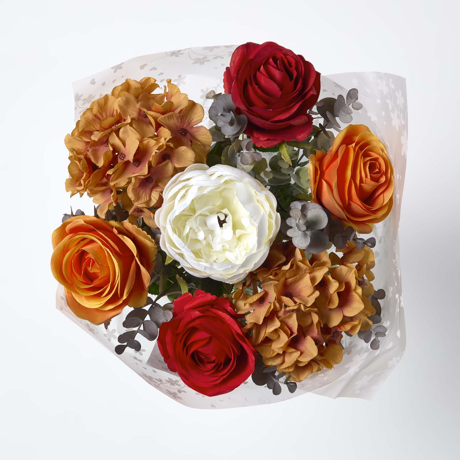 Artificial Orange Roses And Peonies Bouquet, 67 Cm