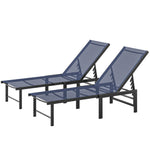Sun Loungers Set Of 2, 5-level Reclining Sunbeds | Blue