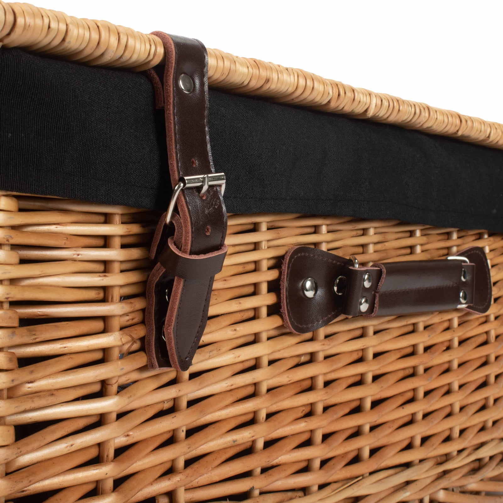 Wicker 55cm Buff Empty Picnic Basket Unlined | Black