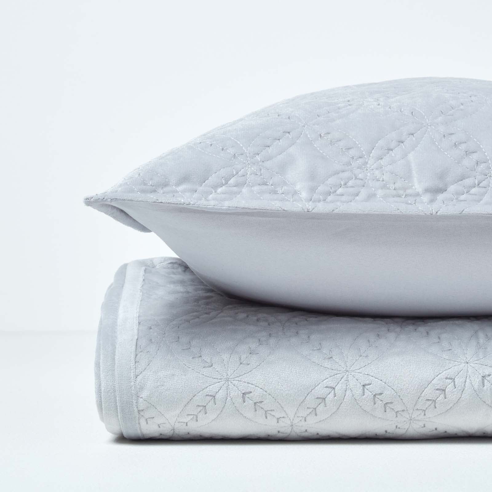 Paragon Diamond Pattern Geometric Velvet Bedspread | 200cm x 200cm | Grey
