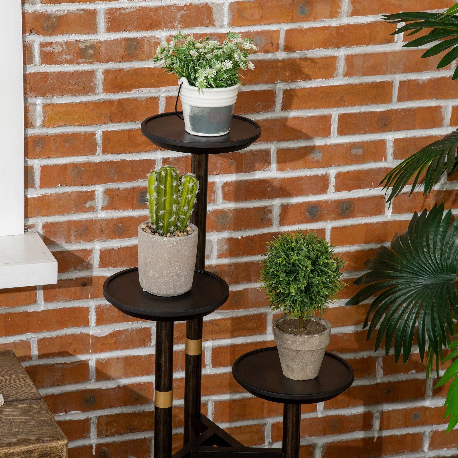 3 Tiered Plant Stand, Plant Shelf For Indoor & Outdoor | Brown