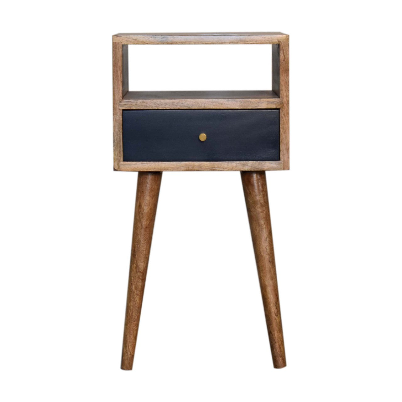 Solid Wood Mini Navy Blue Hand Painted Bedside