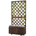 45l Garden Pine Planter W/ Trellis | Chocolate