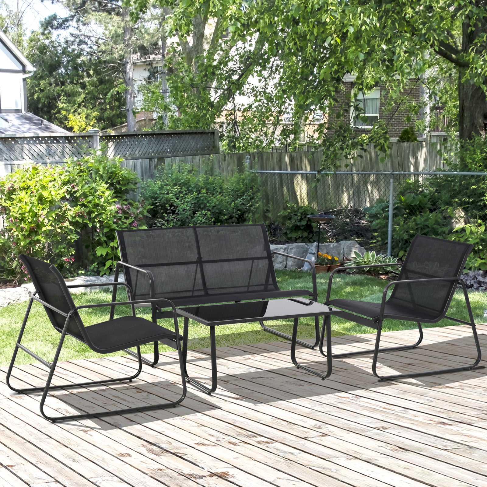 4 Piece Garden Furniture Set W/ Chairs & Table
