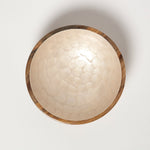 HOMESCAPES Capiz Style Mango Wood Enamel Bowl 25cm