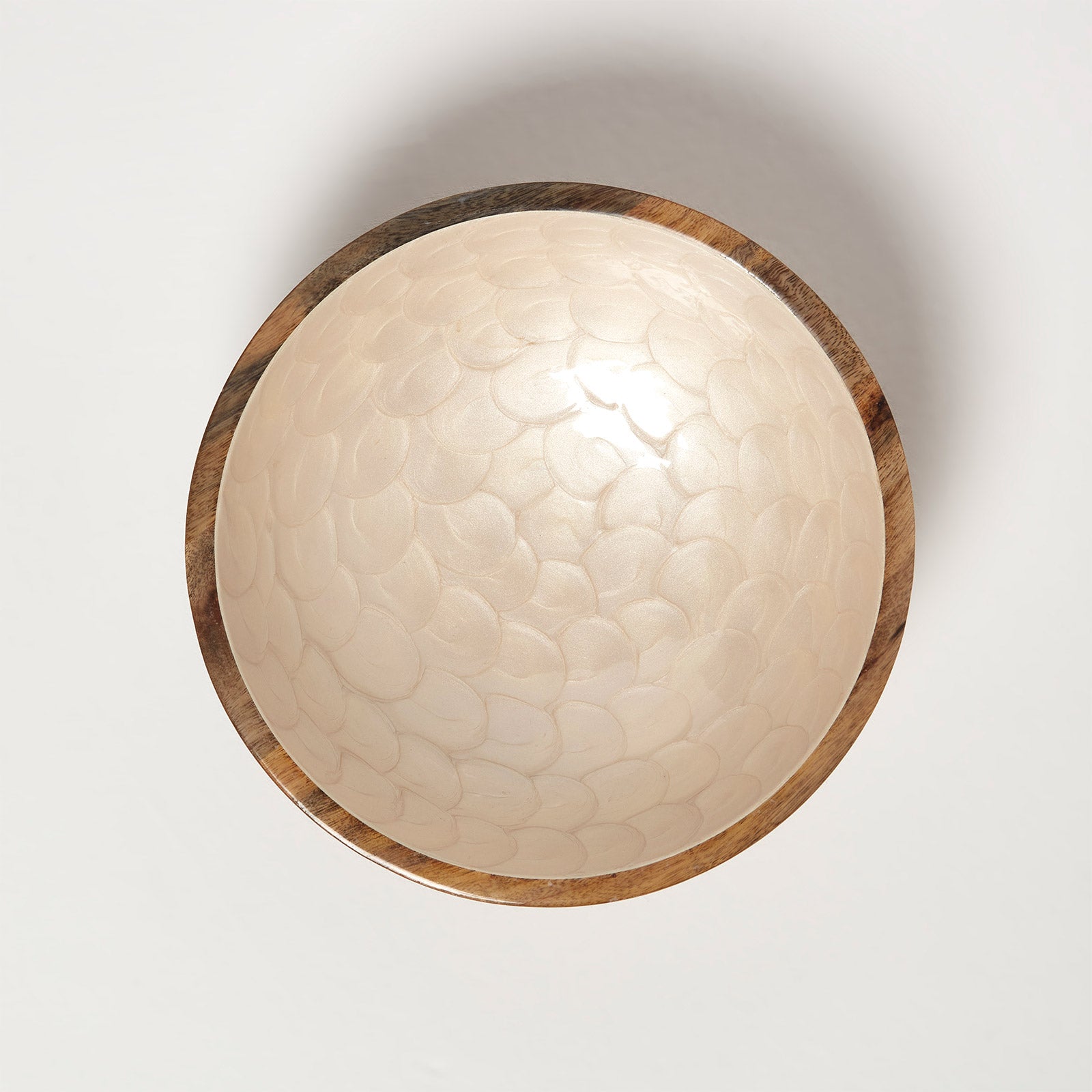 HOMESCAPES Capiz Style Mango Wood Enamel Bowl 25cm