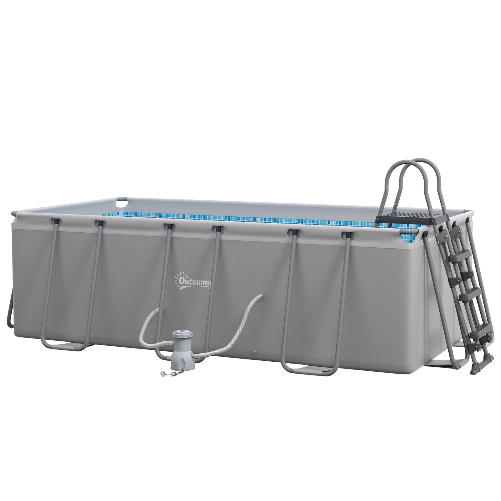 Steel Frame Swimming Pool With Filter Pump And Ladder | Gray