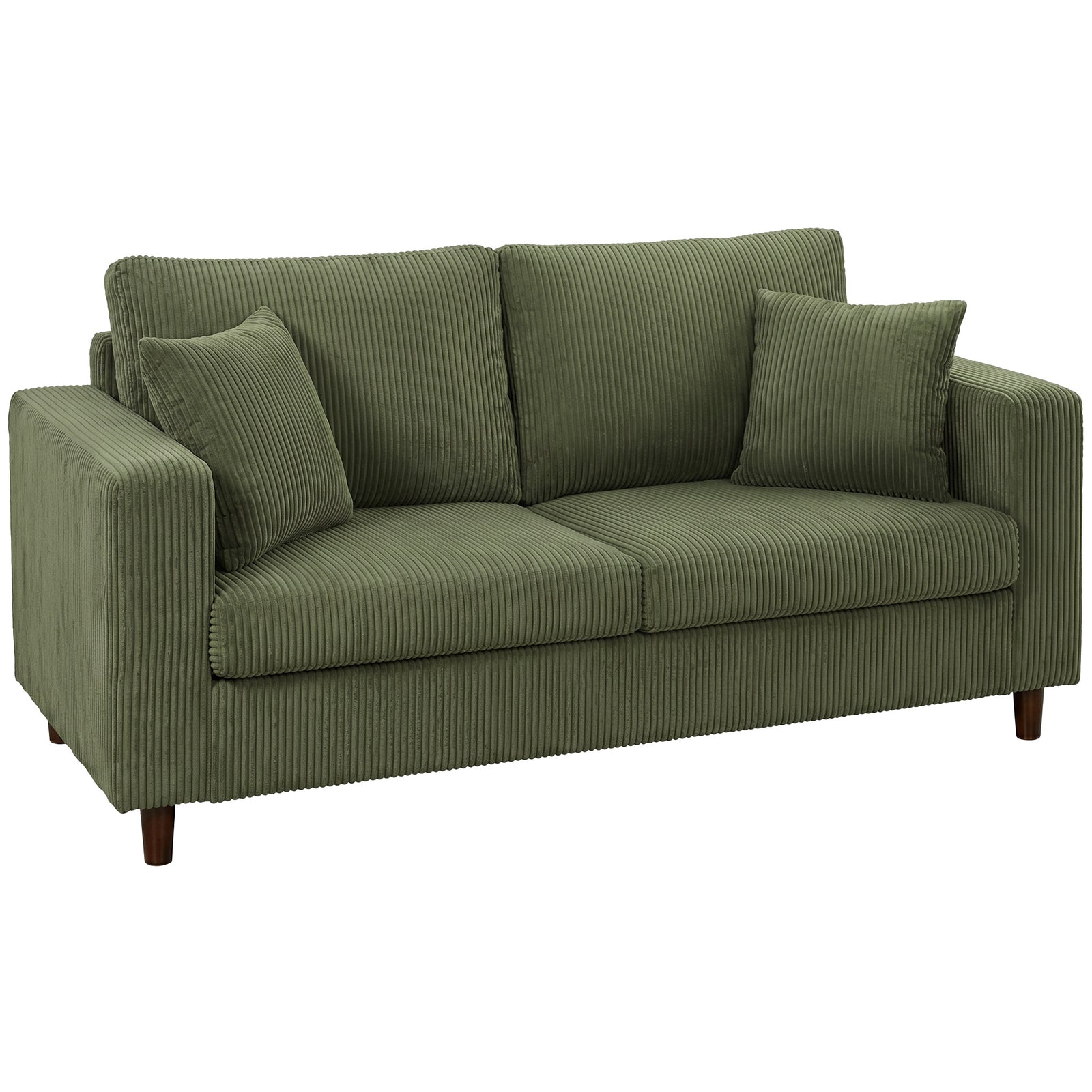 Loveseat Sofa With Wide Seat, Corduroy Upholstered | Green