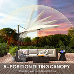 3 X 3 M Garden Cantilever Parasol W/ Light, Cover, Wind Protection | Cream