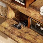 120 Cm Floating Tv Unit With Flip Drawer And Shelves | Rustic Brown