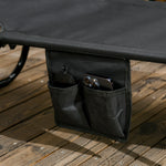 2 Folding Sun Loungers W/ Sunshade - Black