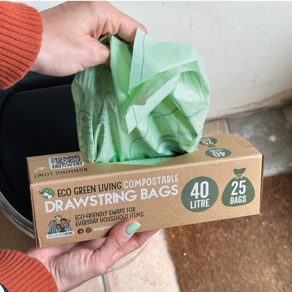 Compostable Drawstring Bin Bags  40 Litre (25 Bags)