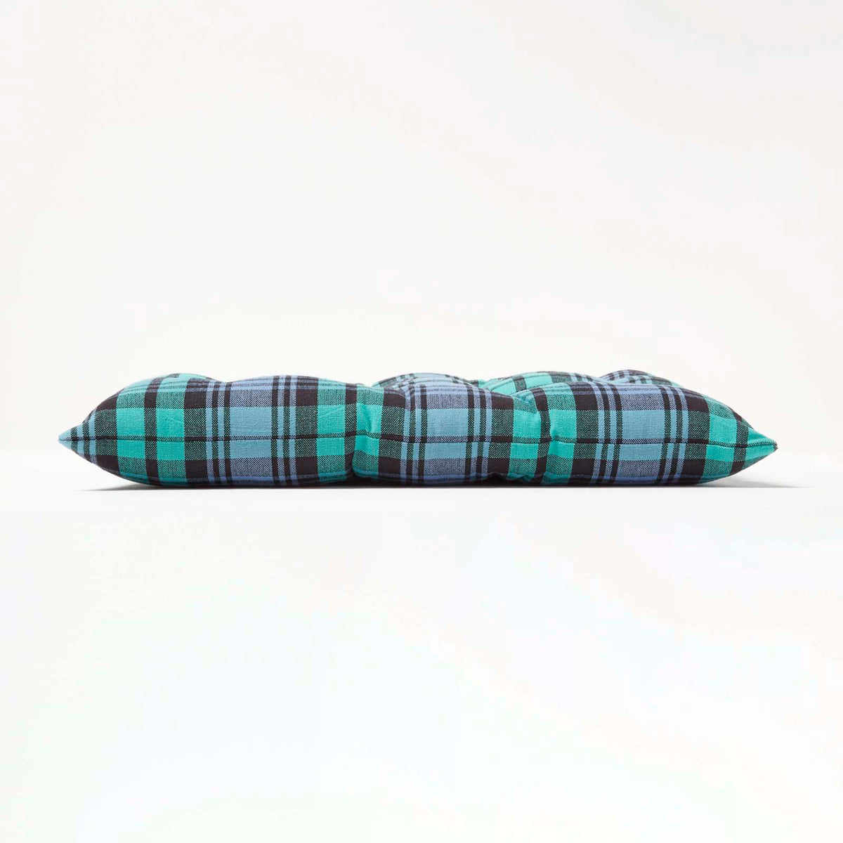 Tartan Check Seat Pad With Button Straps 100% Cotton, 40 X 40 Cm | Set of 1 | Blackwatch