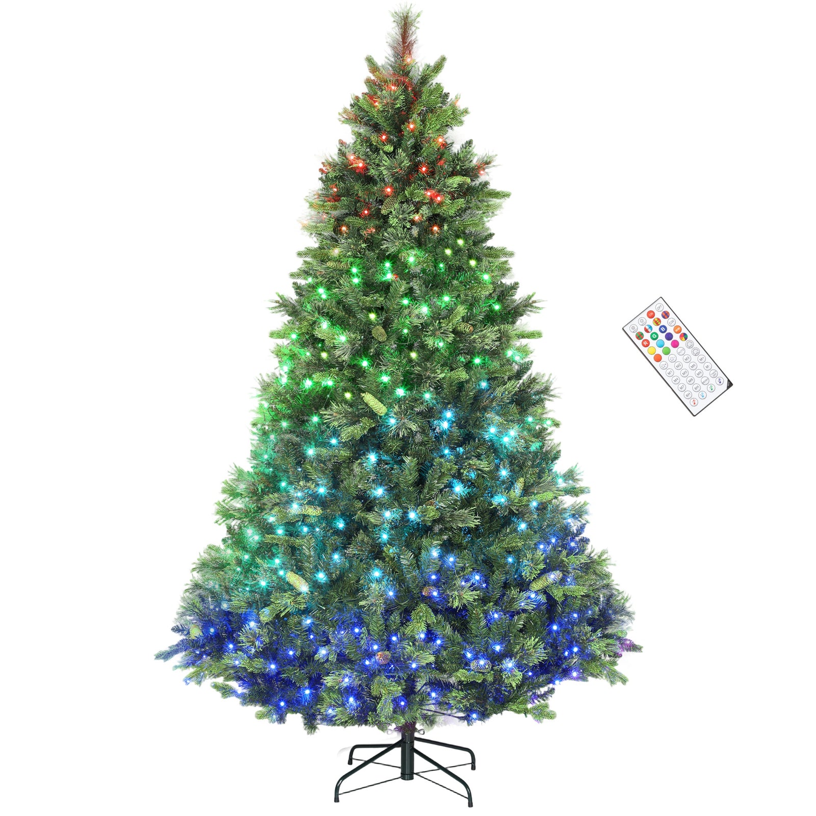 7.5ft Christmas Tree With Colourful Diy Leds, Remote, Carolina Pine