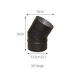 Flue Pipe Various Angled Elbow Bends for 5" inch (125mm) | 30 Degrees | Black
