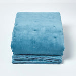 Velvet Cotton Quilted Throw | 125cm x 150cm | Blue