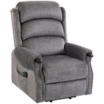 Power Lift Recliner Chair With Vibration And Heat, Wood Grip | Light Grey