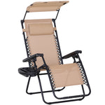 Zero Gravity Chair Adjustable Patio Lounge W/ Cup Holder | Beige