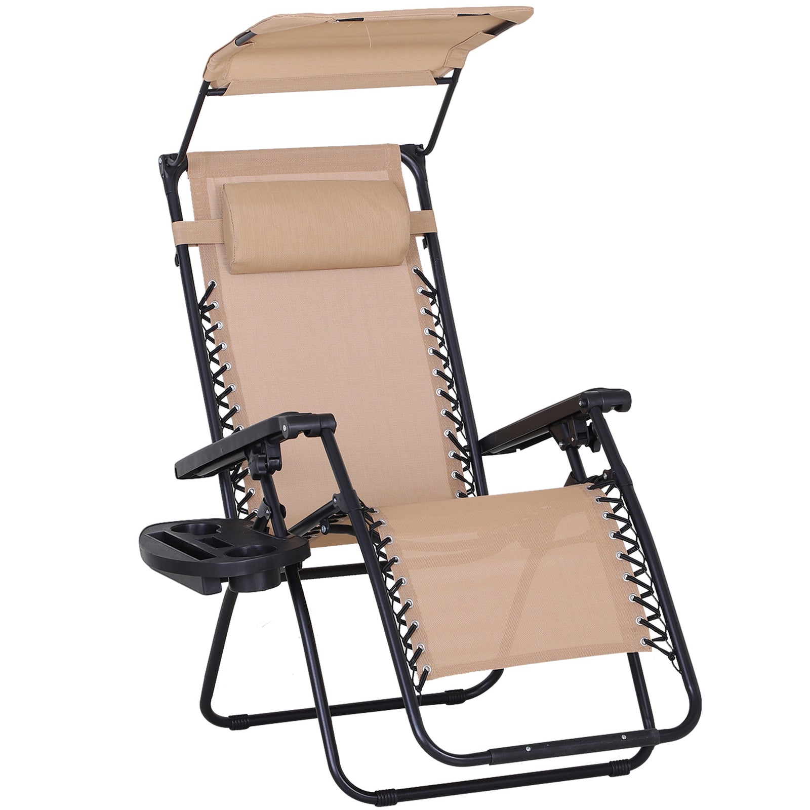 Zero Gravity Chair Adjustable Patio Lounge W/ Cup Holder | Beige