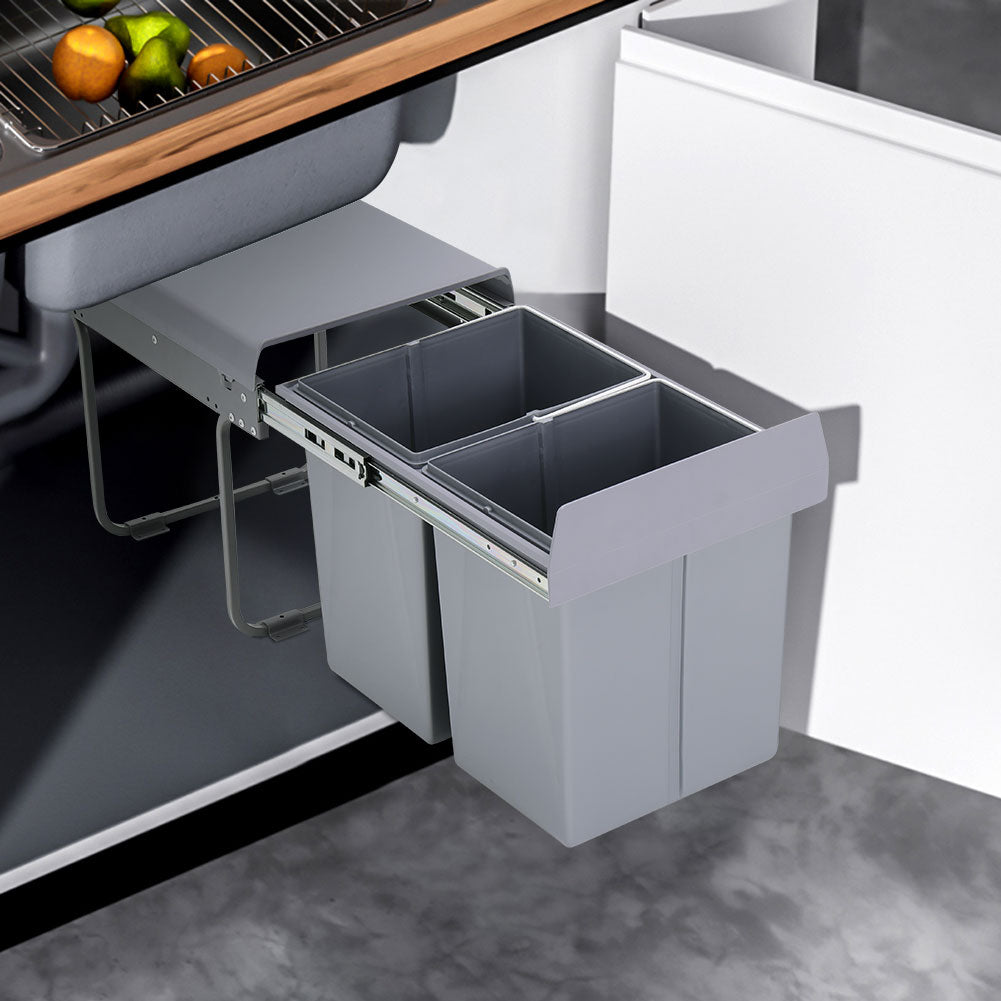 20l+20l Under-cabinet Trash Bin With Smooth Metal Runners
