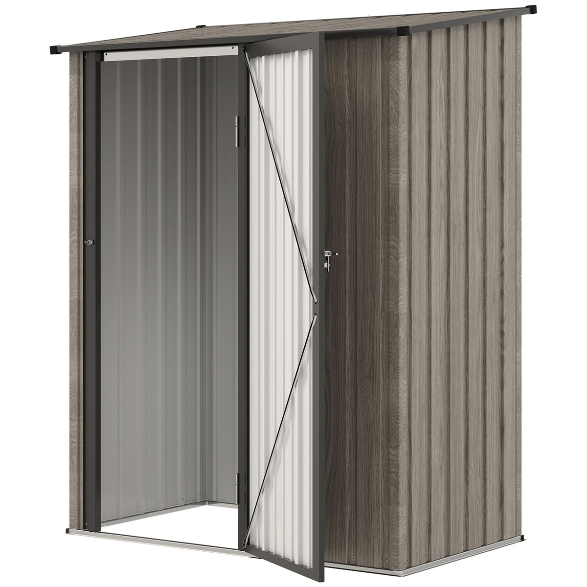 Outsunny 5x3ft Metal Storage Shed, Light Grey