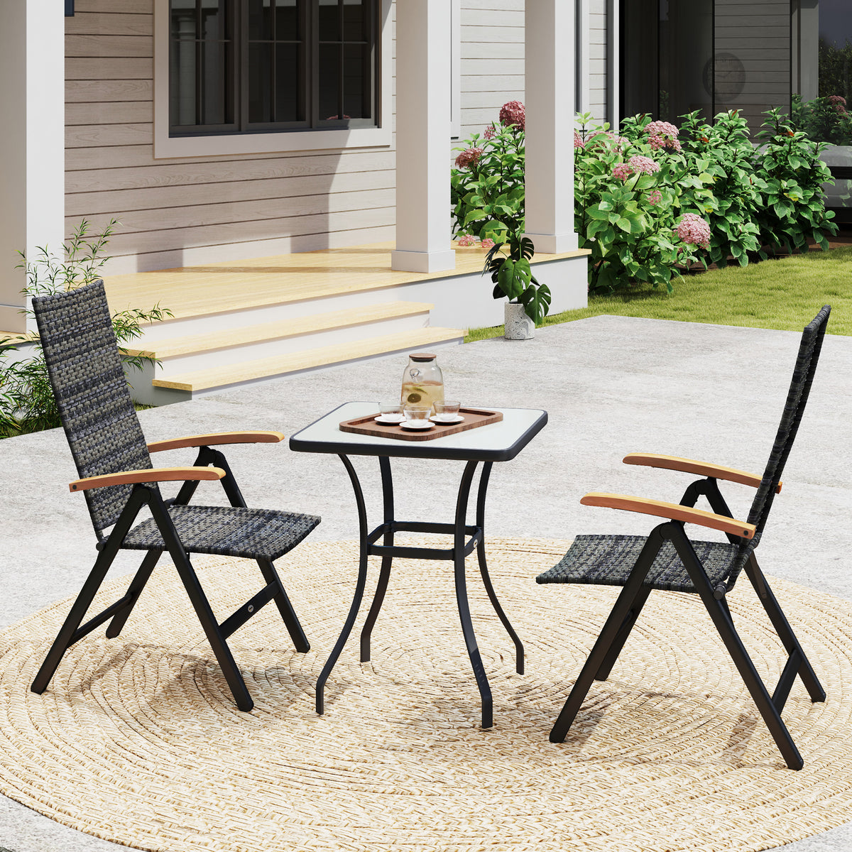 Outdoor Folding Rattan Chair, Dining Chair | Set of 2