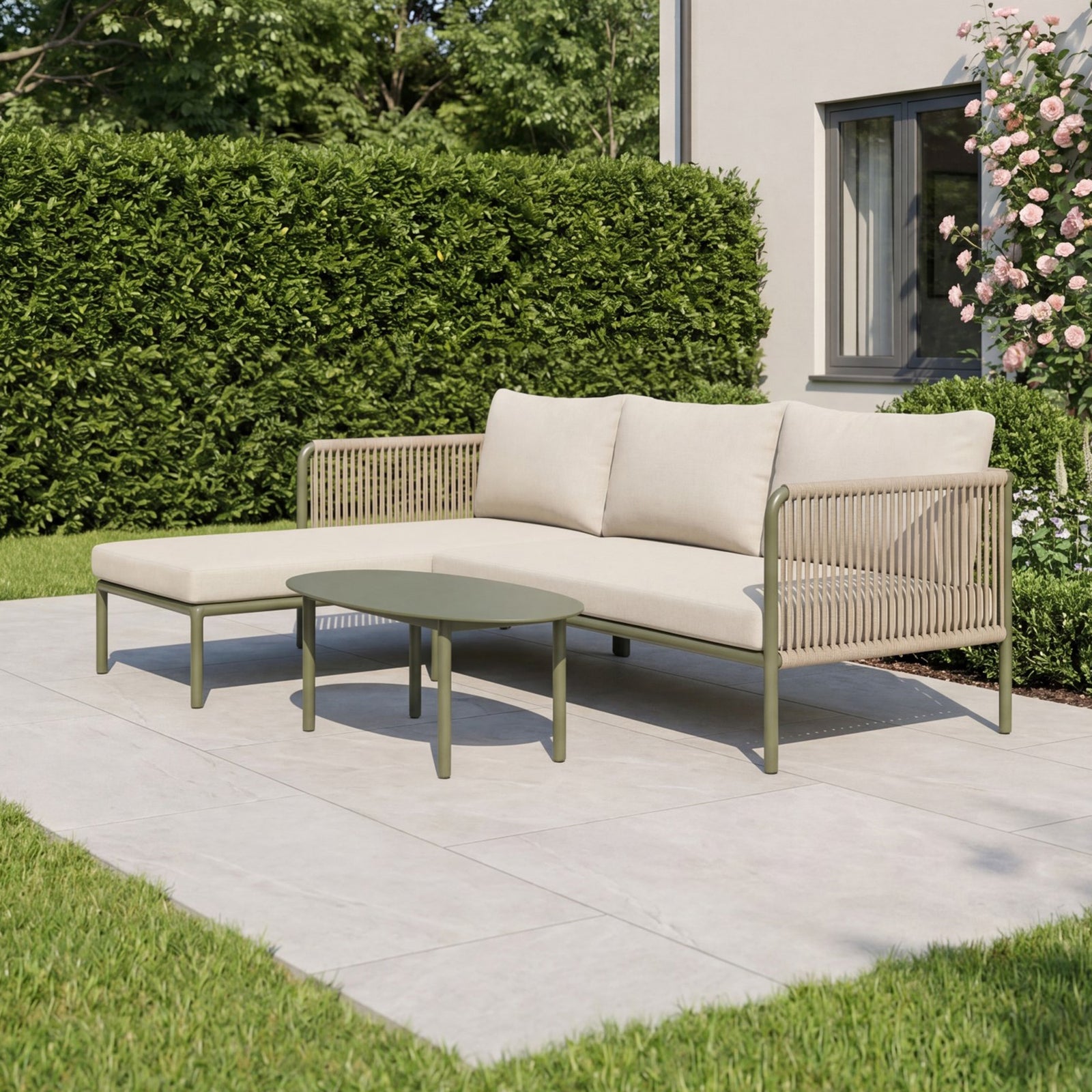 Virella Outdoor Corner Sofa And Table | Green