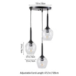 Black Modern 3-light Pendant Ceiling Lamp Height Adjustable Hanging Light Fixture With Glass Shades