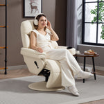 HOMCOM Manual Recliner Swivel Lounge Chair With Footrest, Cream White