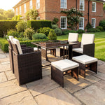 Giulia 9 Piece Rattan Cube Outdoor Set | Brown