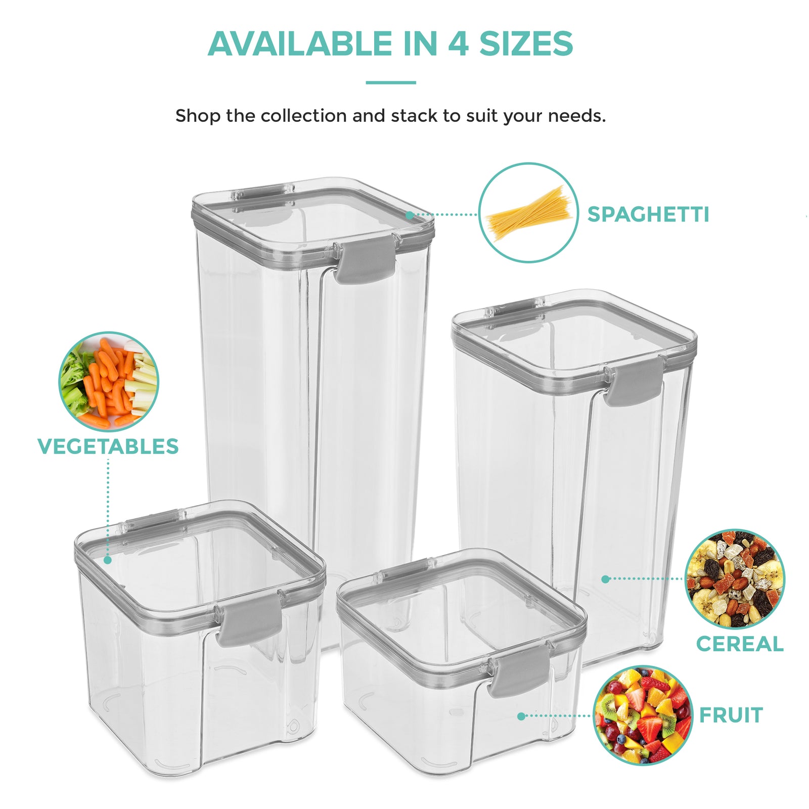 Airtight Pantry Tall Containers - Set Of 2