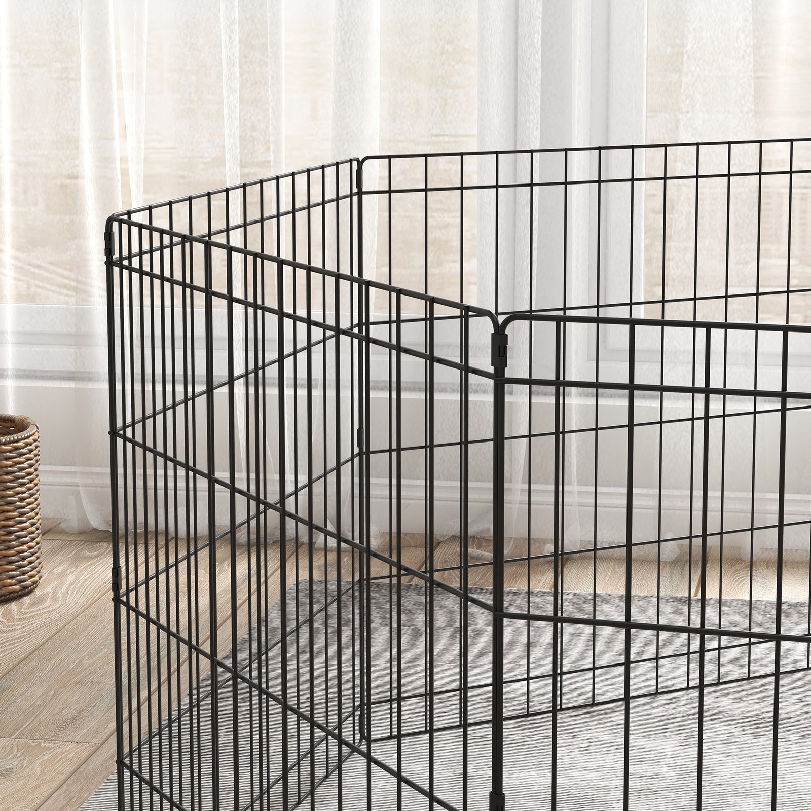 24" Pet Dog Playpen, Puppy Cage, Eight-panel Metal Fence, Run, Garden