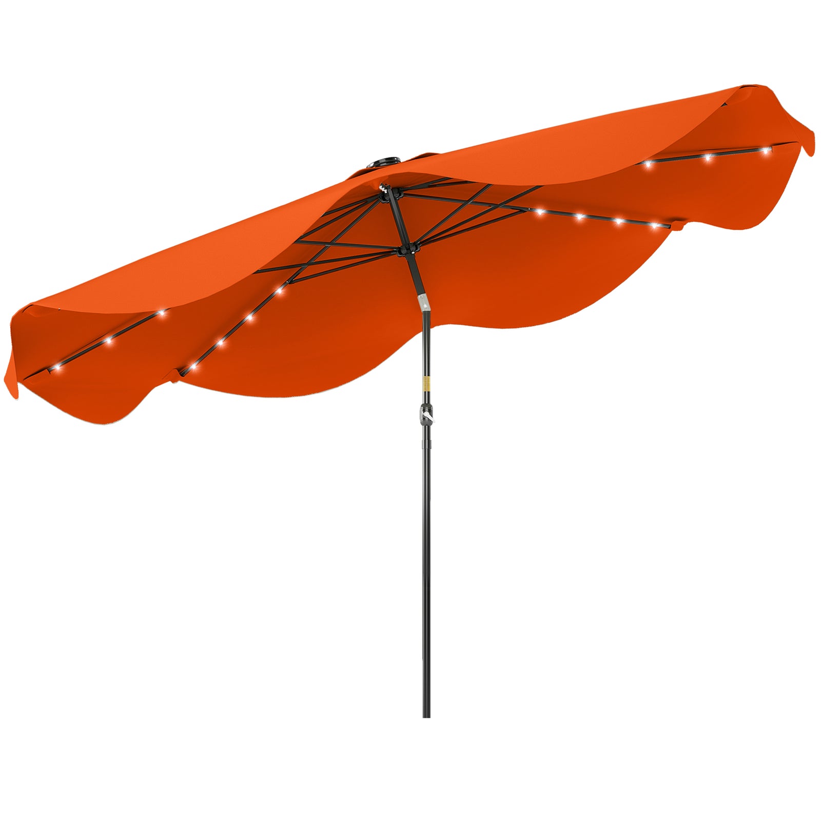 Solar Garden Parasol W/ Led, Tilt | Orange