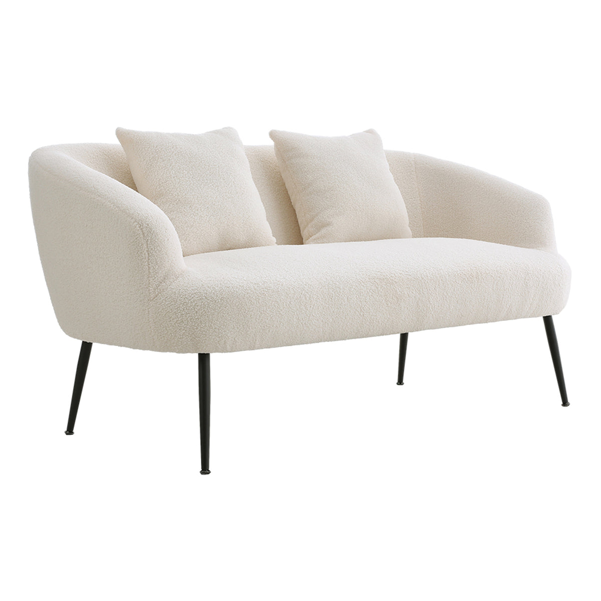 Breeins Modern Teddy Fleece 2-seater Sofa With 2 Scatter Cushions