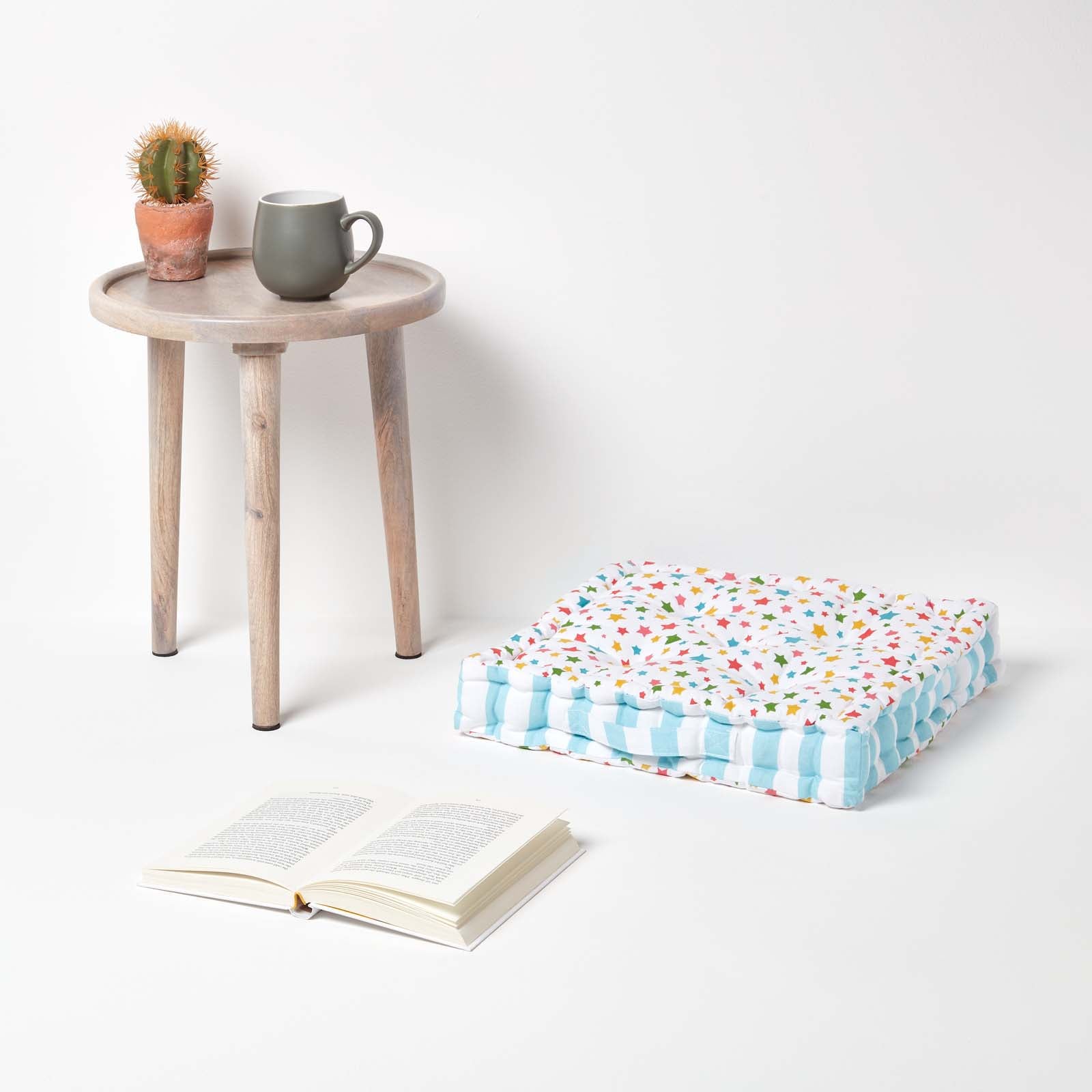 Cotton Stars Floor Cushion | 50cm x 50cm | Multi Colour