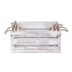 Distressed White Rope Handled Wooden Crate | Set-of-3 | White