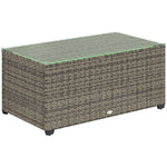Outdoor Coffee Table, Glass Top Rattan Side Table | Dark Gray