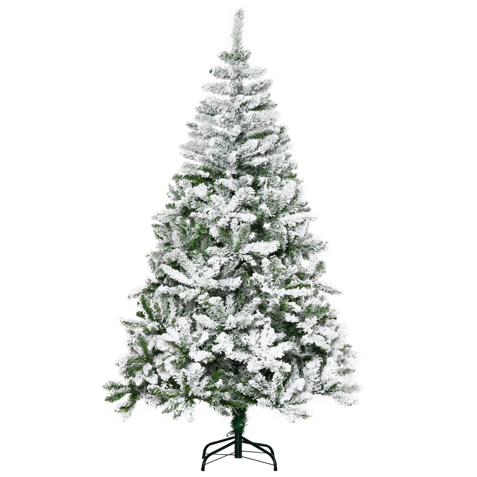 6ft Snow Flocked Artificial Christmas Tree W/ Realistic Branch Tips | 6ft | Green